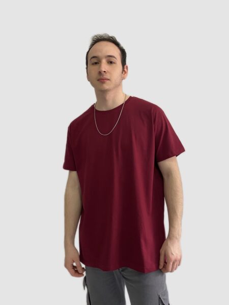Unisex Oversize Pamuklu Bordo T-shirt