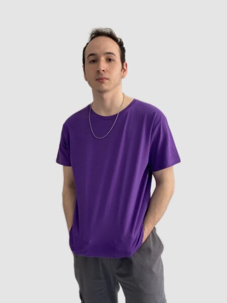 Unisex Oversize Pamuklu Mor T-shirt