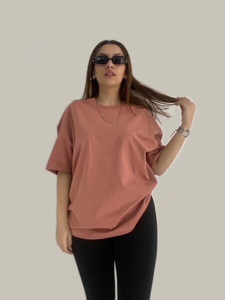 Unisex Oversize Basic Pembe T-shirt